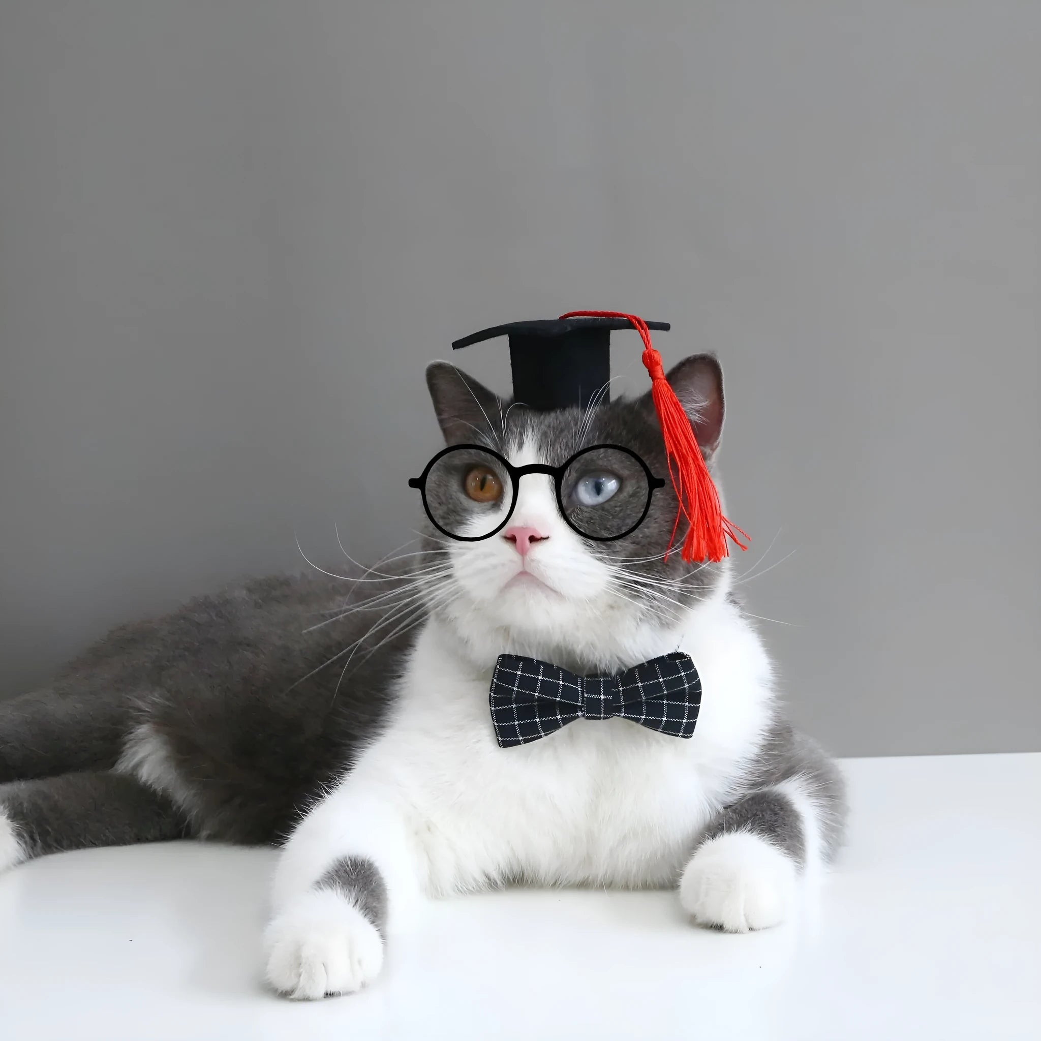 Pet doctor's degree hair band and bow tie costume set for small cats and dogs