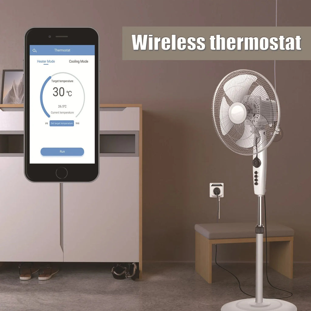 Tuya white smart temperature control socket with temperature sensor probe for US electrical outlets