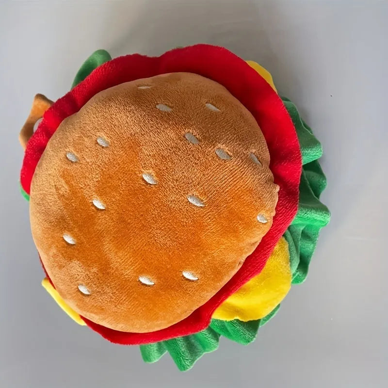 Soft fabric burger headdress collar with adjustable strap for a cat