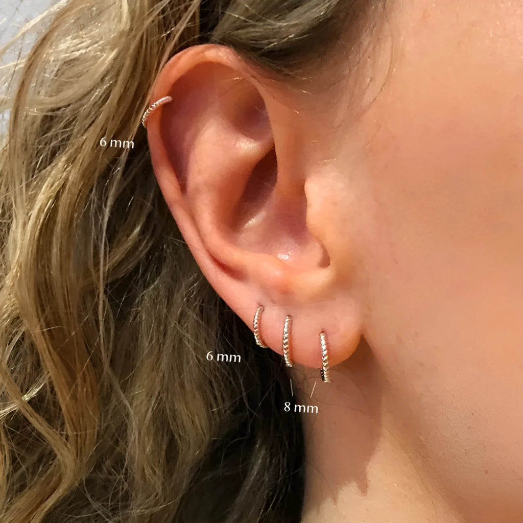 S925 sterling silver twisted string round stud earrings in gold and platinum colour finishes