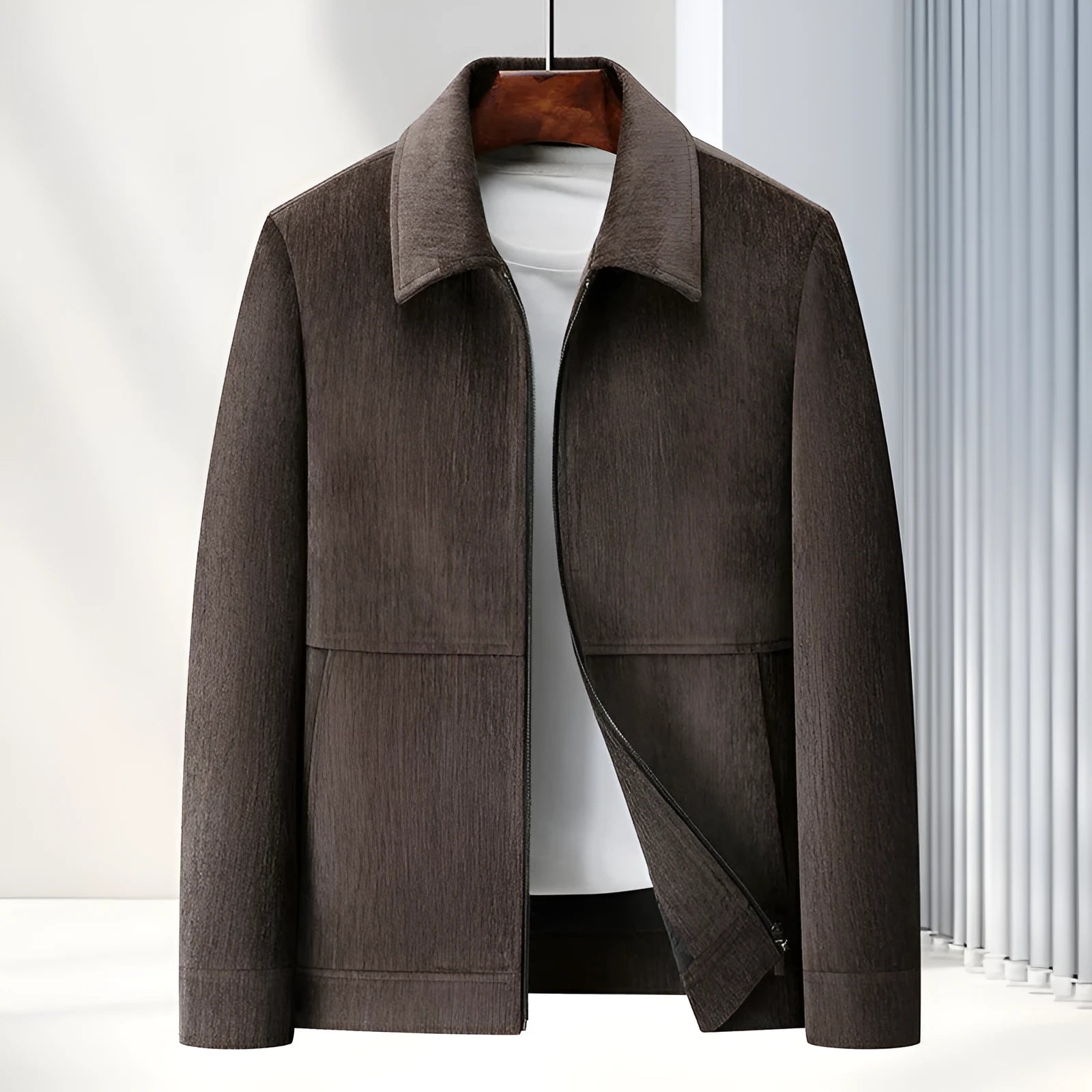 Men's slim-fit lapel casual coat in polyvinyl alcohol fibre fabric available in multiple colours