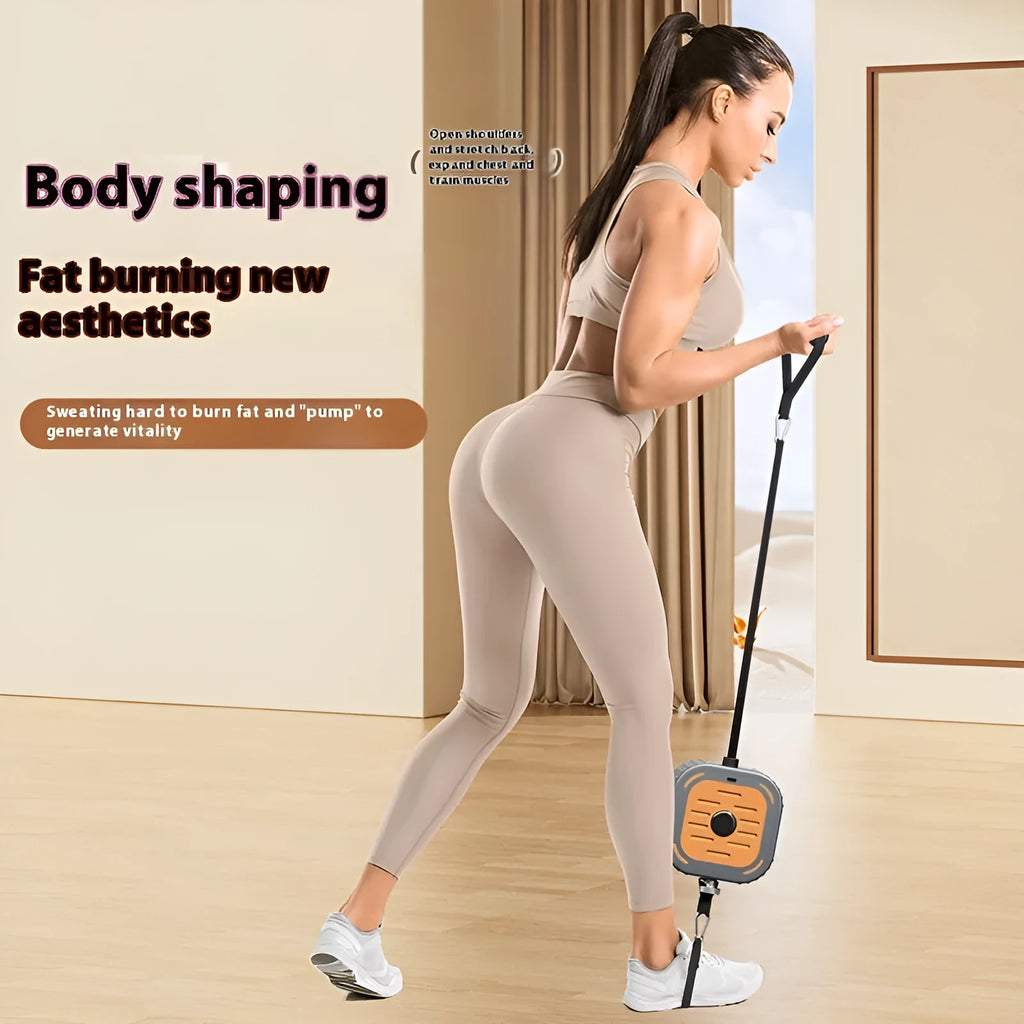 Adjustable power pump chest expander in vibrant orange with resistance bands for home strength training