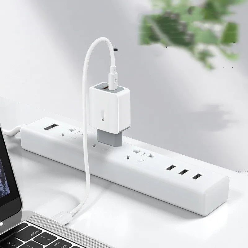 White European standard fast charger with USB cable, compact fire-resistant design