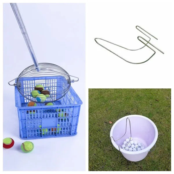 Metallic stainless steel golf ball picker for retrieving golf balls without bending