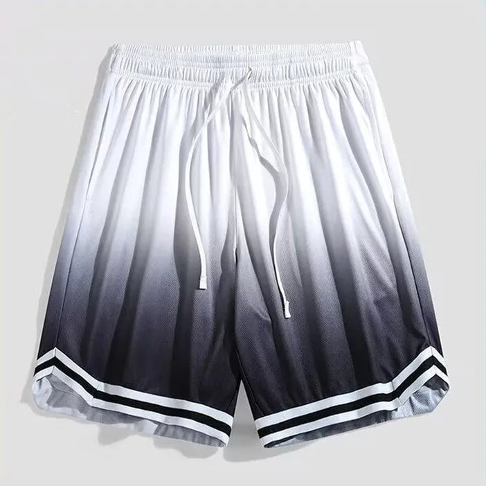 Men's gradient colour cropped trousers with elastic waistband in loose casual fit
