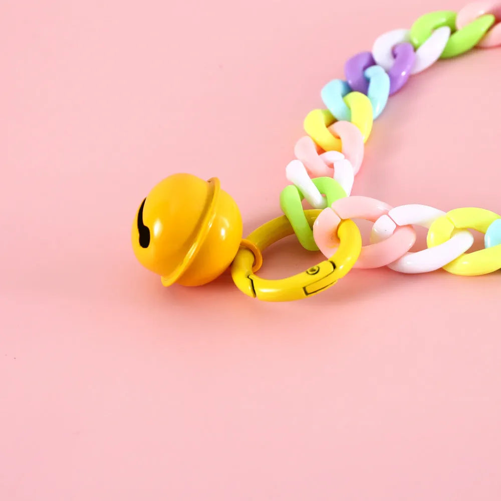 Macaron coloured chain link pet collar for cats dogs rabbits in blue pink and mixed colours