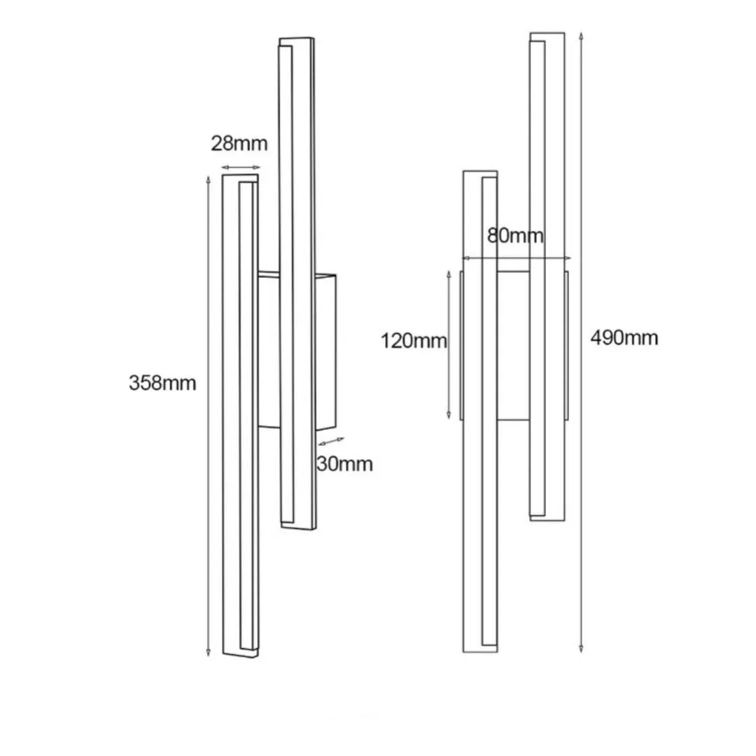 Modern double line wall lamp with gold finish and linear 500mm design for accent lighting