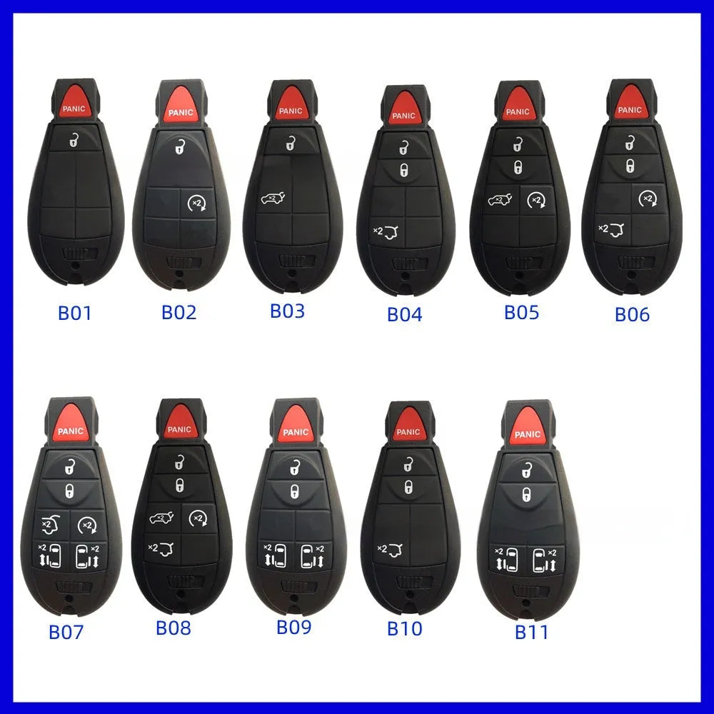 ABS brass replacement car key shell for Dodge and Chrysler smart card keys, dimensions 85mm by 42mm.