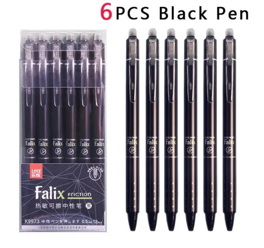 Hot brand 0.5mm erasable push gel pen with plastic body and stainless steel nib.