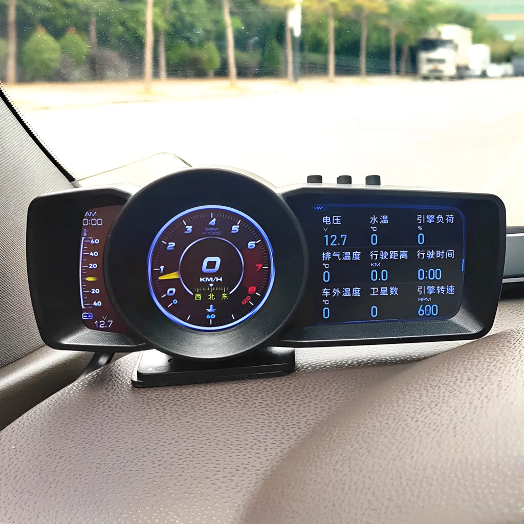 OBDII vehicle monitor driving computer with TFT colour screen showing engine diagnostics
