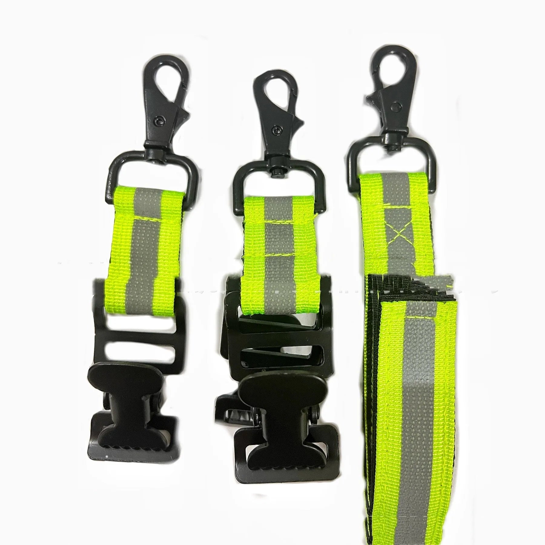 Fluorescent green metal safety clamp with reflective tape for fireman gloves