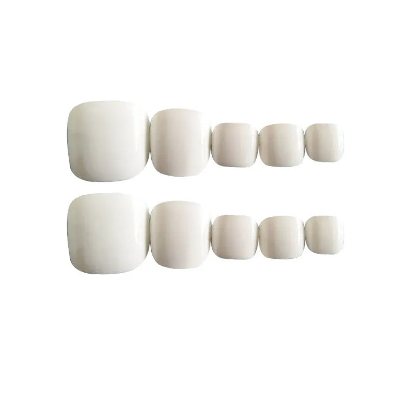 White starry sky pattern glue-on fake toenails set with 24 pieces for ladies DIY manicure