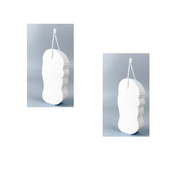 3D fish scale pattern bath sponge in white, grey, pink or light blue colours for gentle body exfoliation