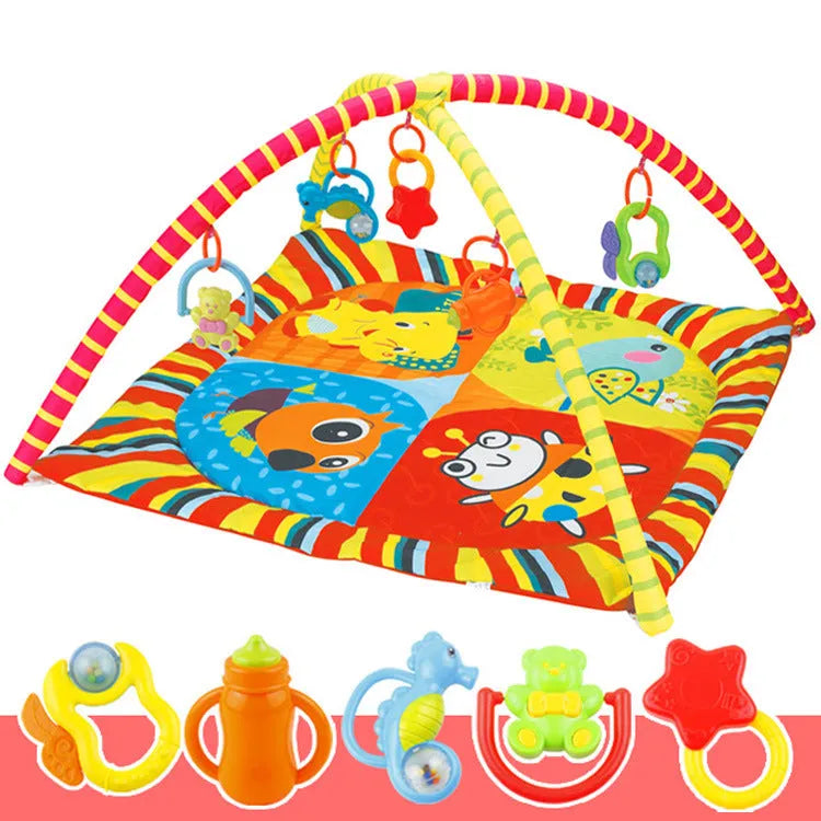 Velvet baby crawling carpet with animal designs for infant play and motor skill development