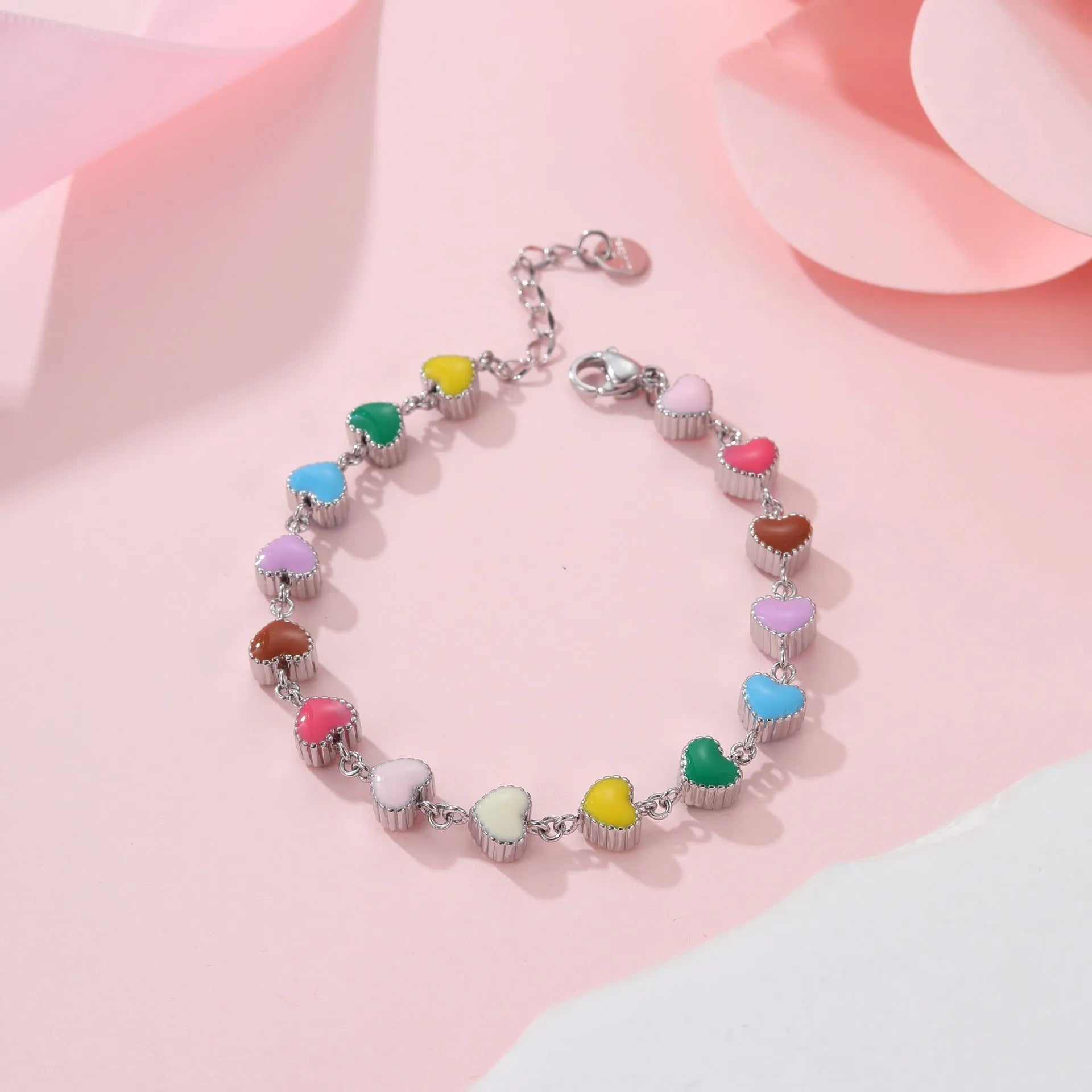 Heart-shaped stainless steel bracelet with 18K gold electroplating in women's jewellery