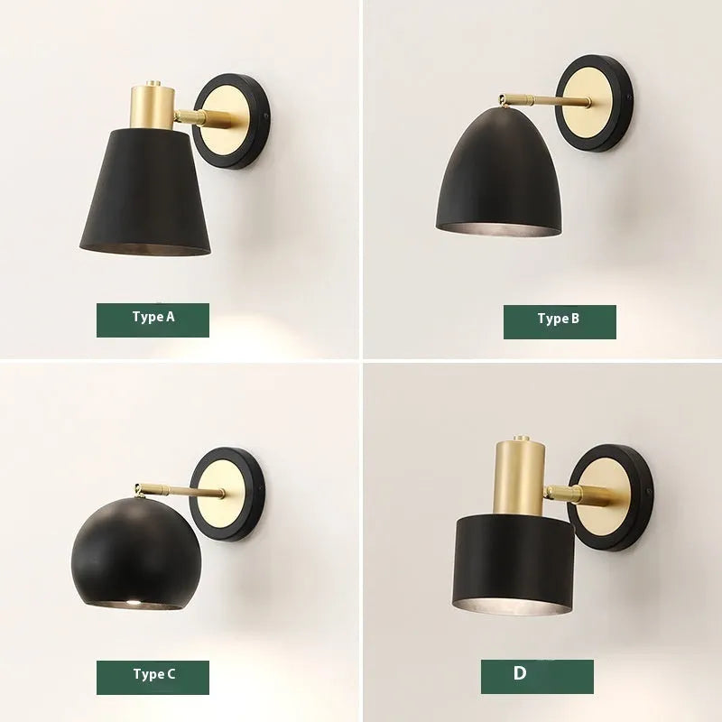 Nordic style iron wall lamp with tricolour LED lighting options for living room or bedroom