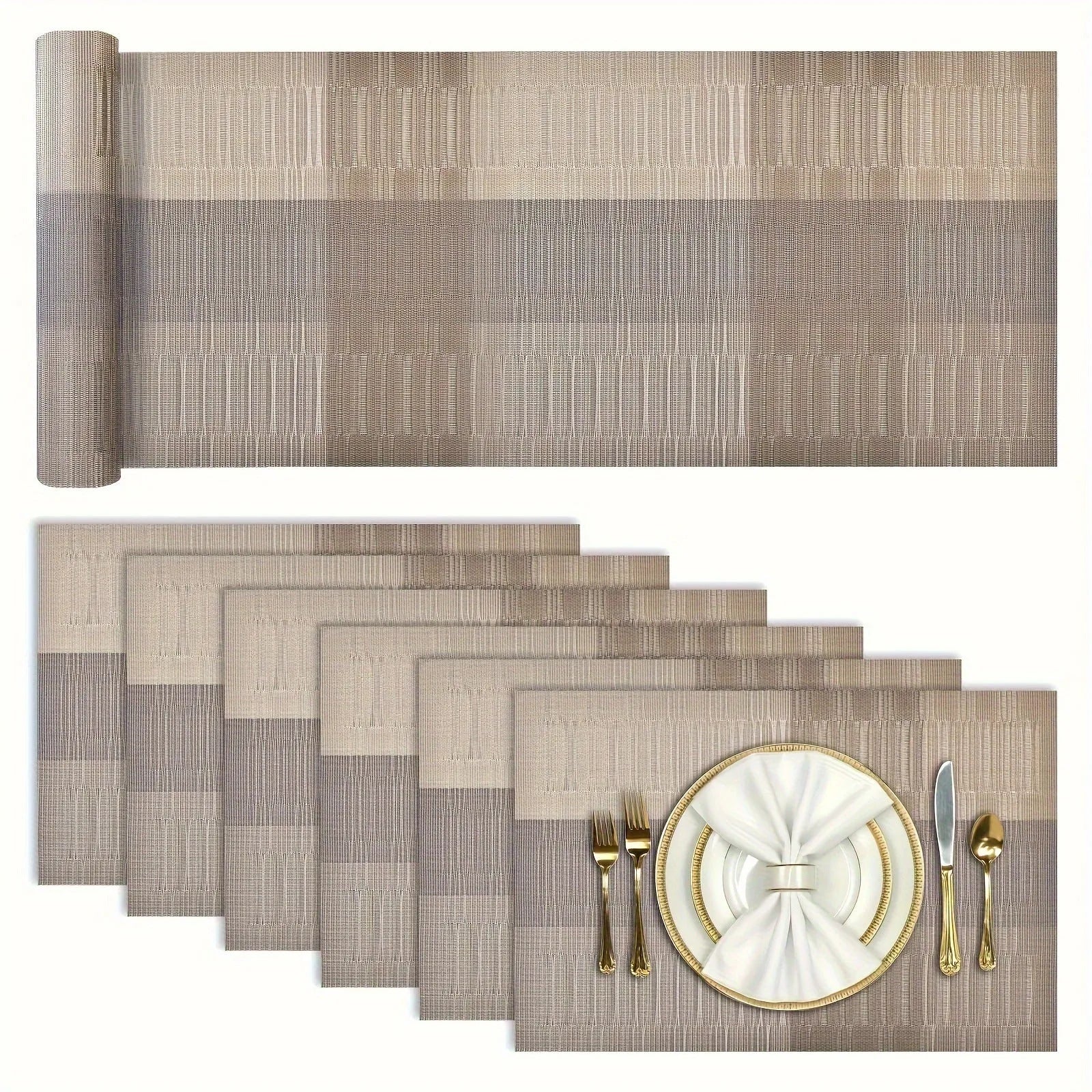 PVC kitchen dish mat in gradient bamboo design protecting counter next to sink