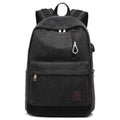 Canvas backpack with USB charging port and computer pocket in multiple colour options