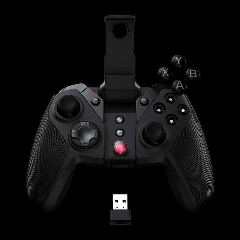 Black wired game controller with a type-C USB cable and ergonomic handles.