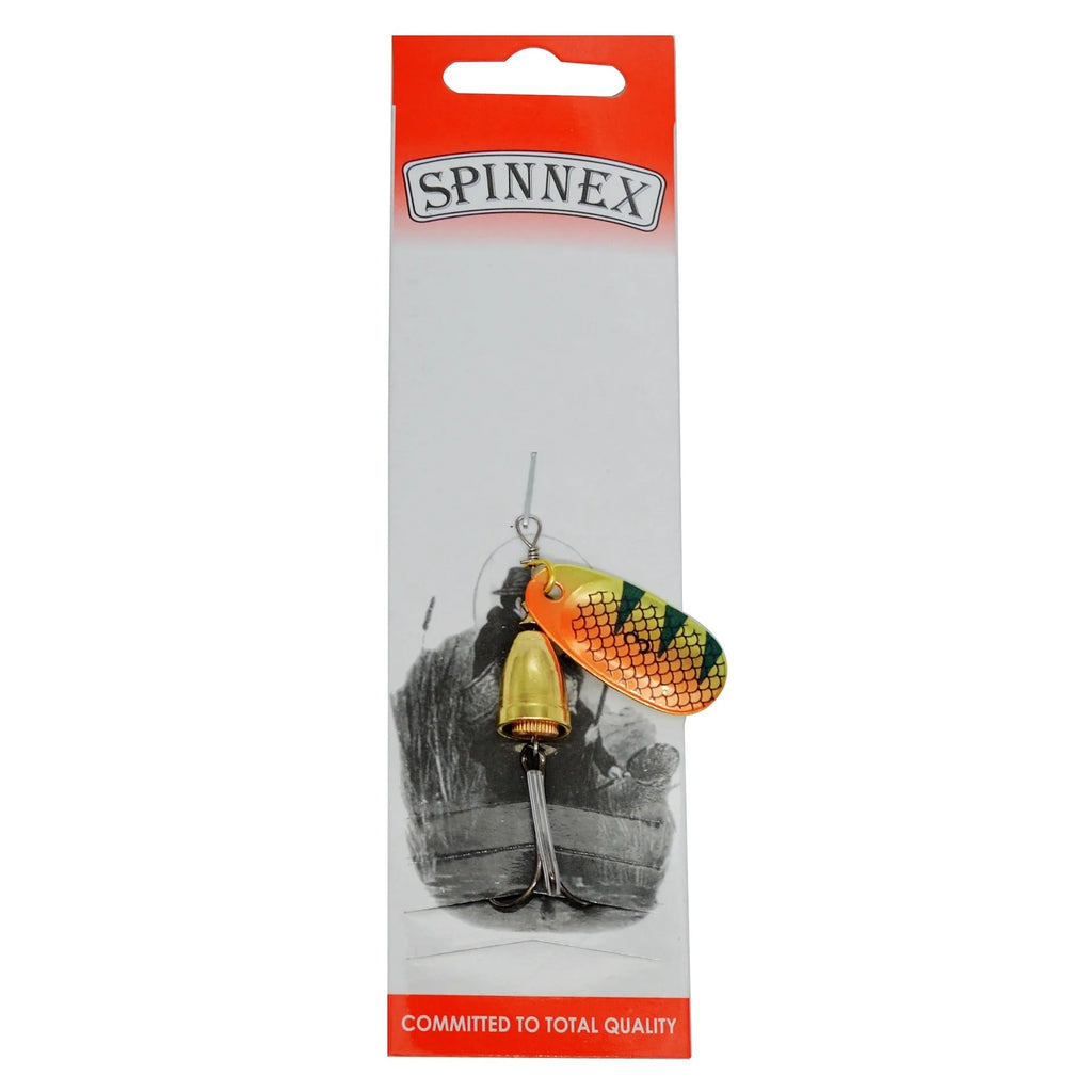 3# size metal fishing lure with a rotating sequin blade and a copper bell component in one of seven colour options.