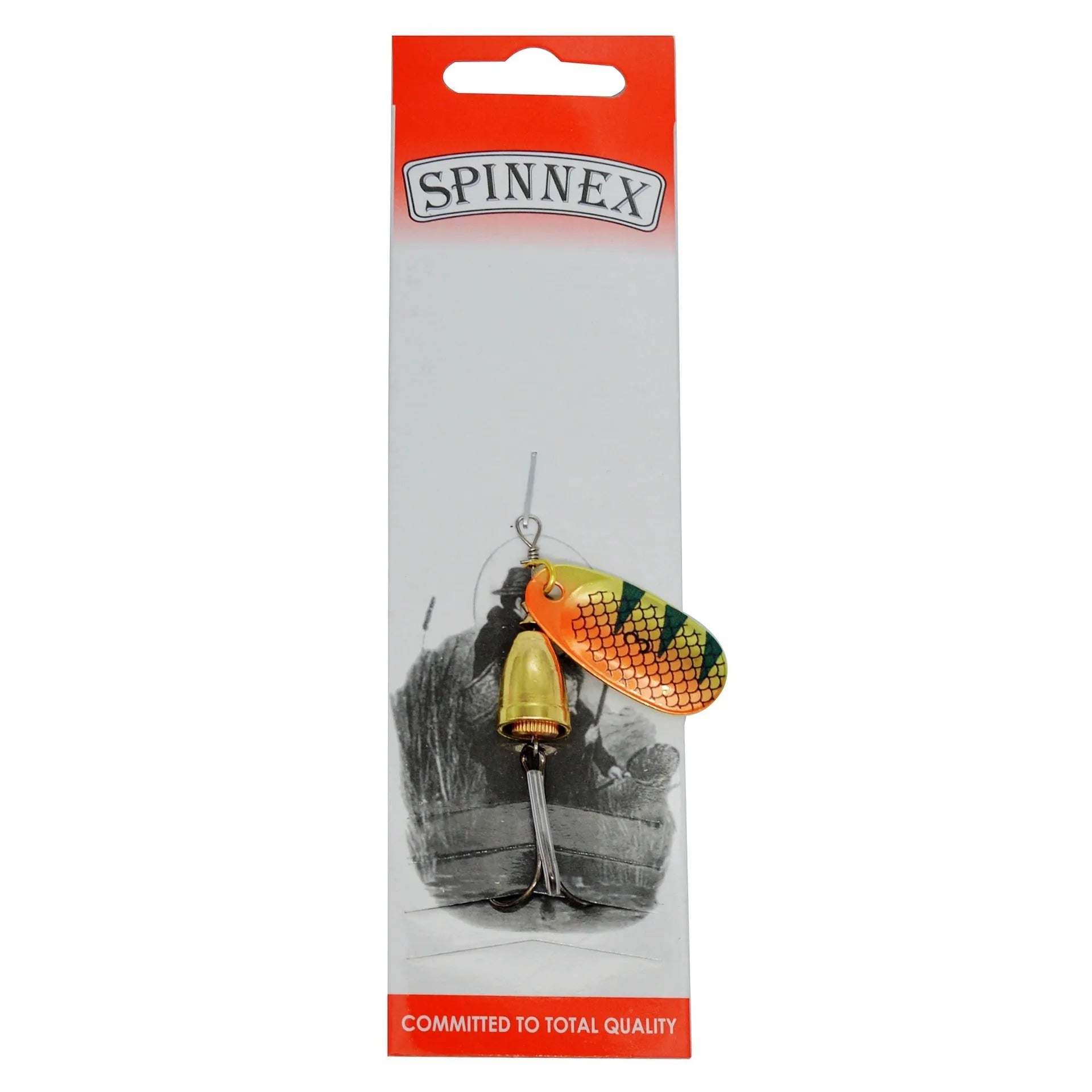 3# size metal fishing lure with a rotating sequin blade and a copper bell component in one of seven colour options.
