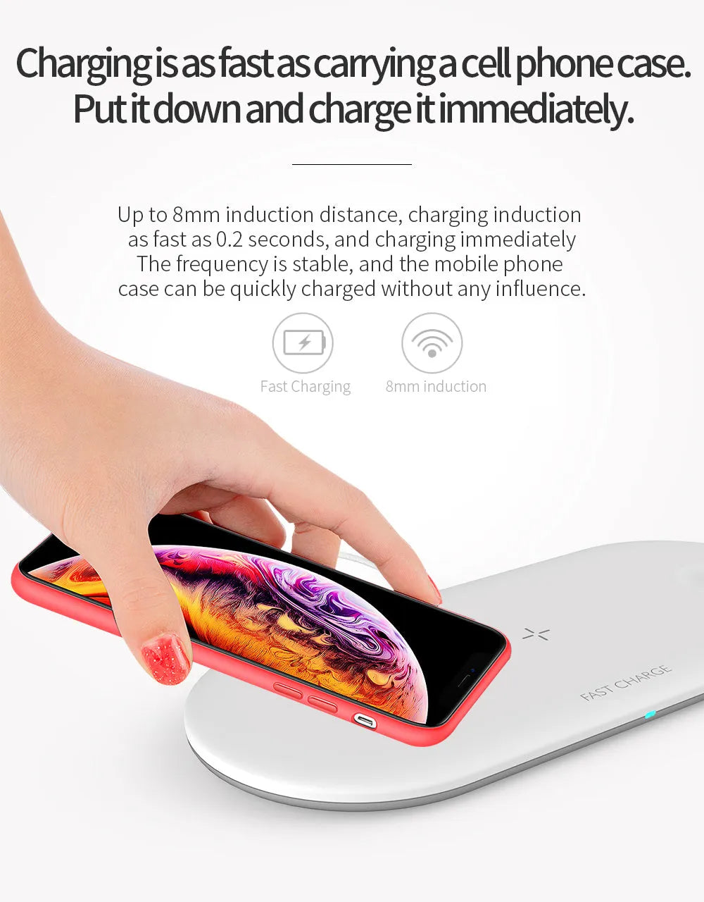 Black or white 3-in-1 wireless charging station for Apple iPhone and iWatch with Qi phone compatibility