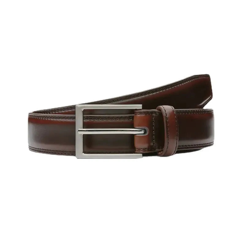 Men's genuine leather casual belt with alloy buckle in wild 95 pattern showing brown colour option
