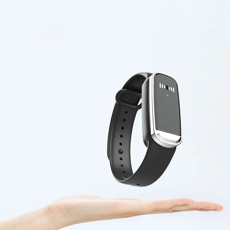 Black and white ultrasonic mosquito repellent bracelet for pregnancy and baby use with USB charging cable