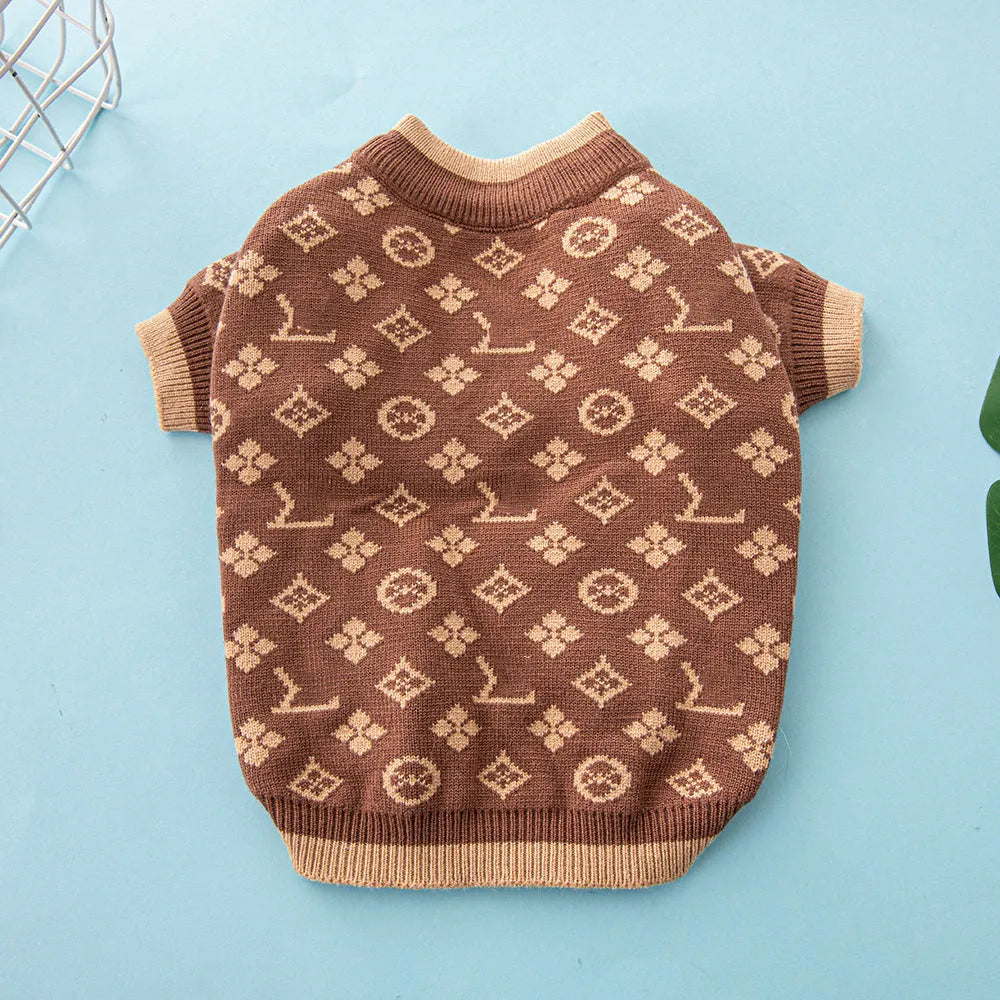 Wool dog sweater for autumn and winter wear in monochrome or two-tone colours sizes XS to XXL
