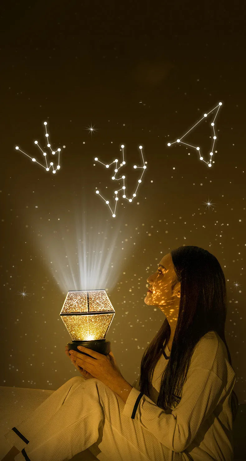 Children's rotating star night light with multicolour LED illumination