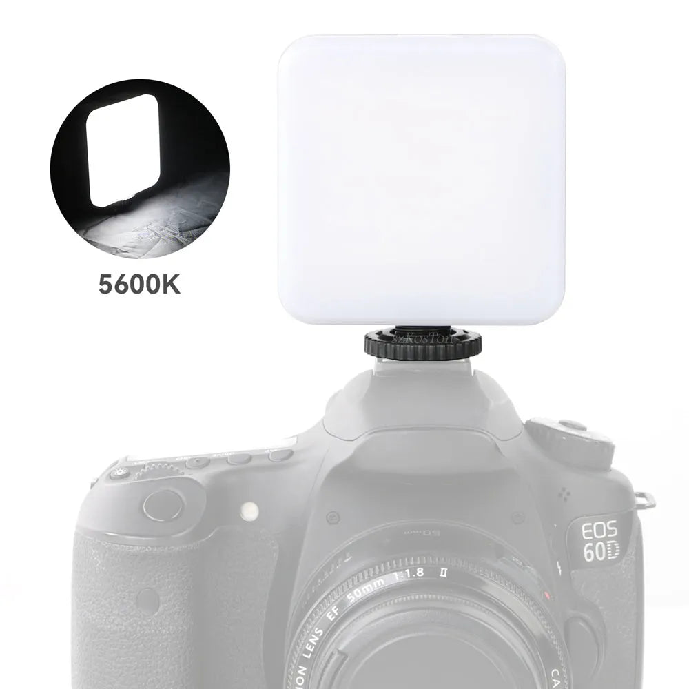 LED Mini Square Outdoor Pocket Light Tripod unit with adjustable flash head, shown with optional mounting accessories.