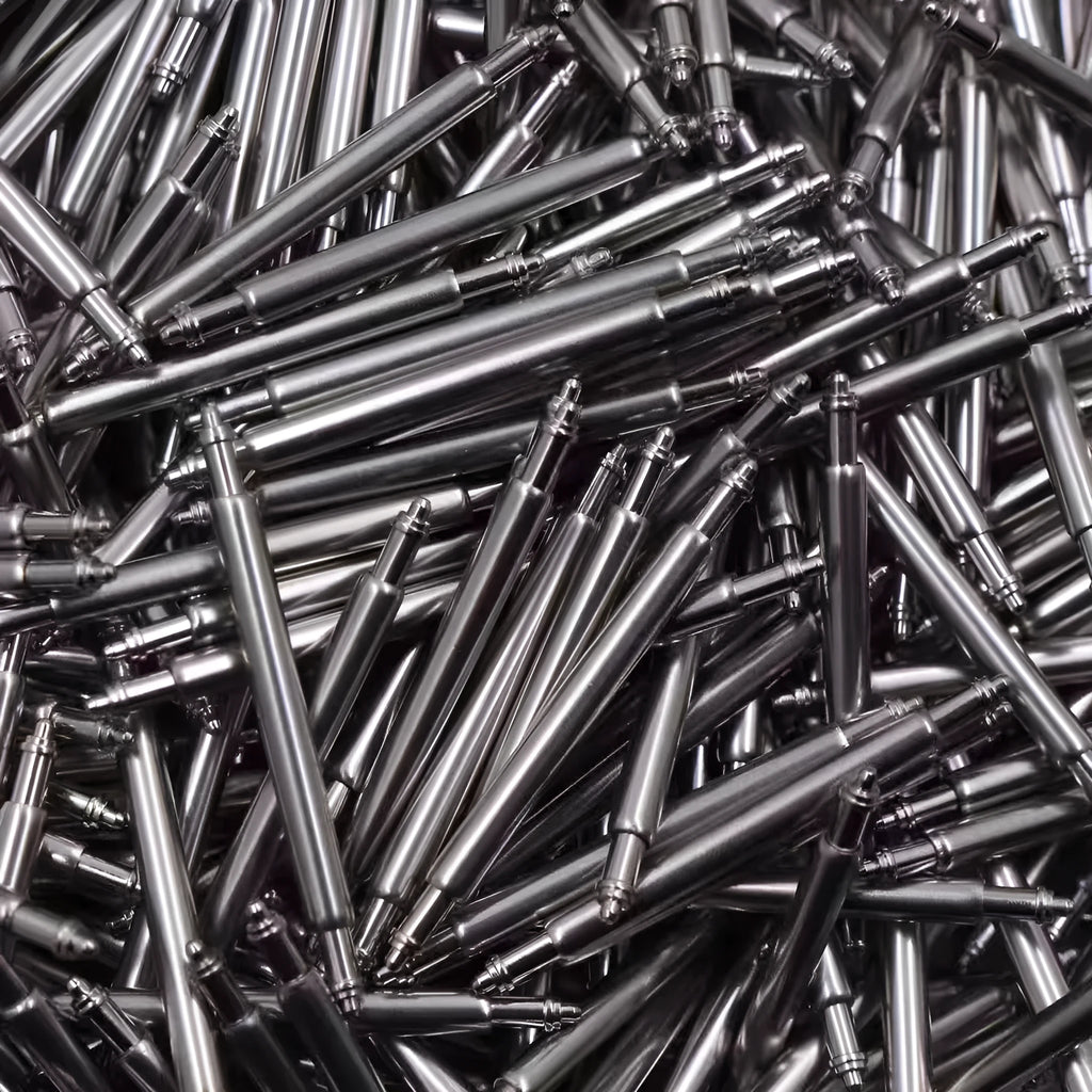 Watch auricular needle spring shaft pin for bracelet repair in sizes 21mm to 26mm.