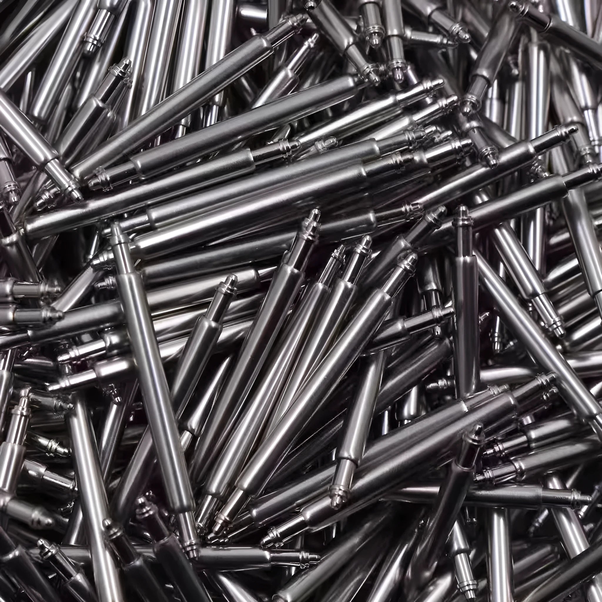 Watch auricular needle spring shaft pin for bracelet repair in sizes 21mm to 26mm.
