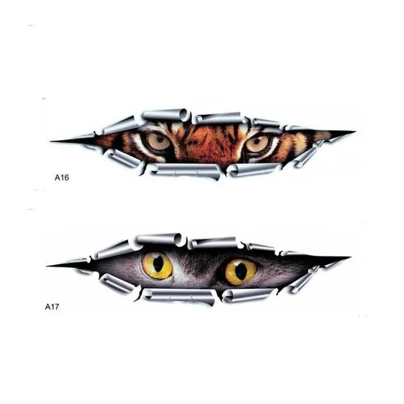 Tiger Eye Eagle Eye 3D car door decoration sticker with 10x35 cm dimensions on vehicle surface