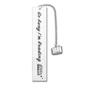 Stainless steel bookmark with literary lettering and tassel in gift box