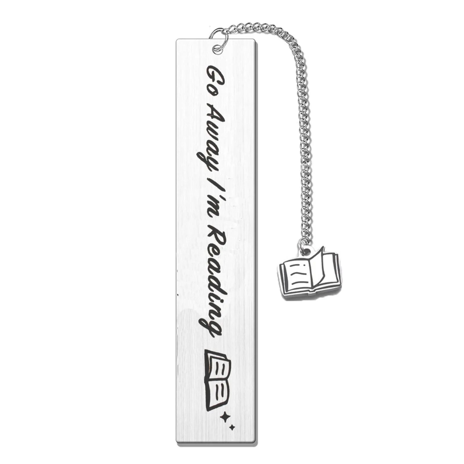 Stainless steel bookmark with literary lettering and tassel in gift box