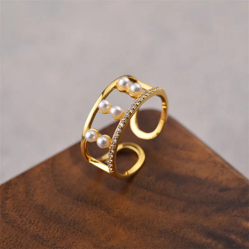 Korean fashion gold electroplated open geometric ring showing various style options