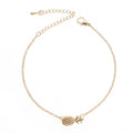 Women's alloy pineapple bracelet in gold or silver with fruit charm design