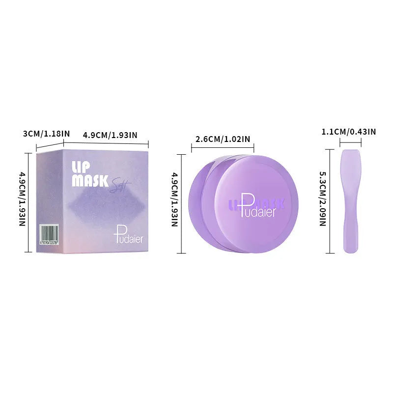 Exfoliating lip balm mask with scraper tool for dry lip treatment