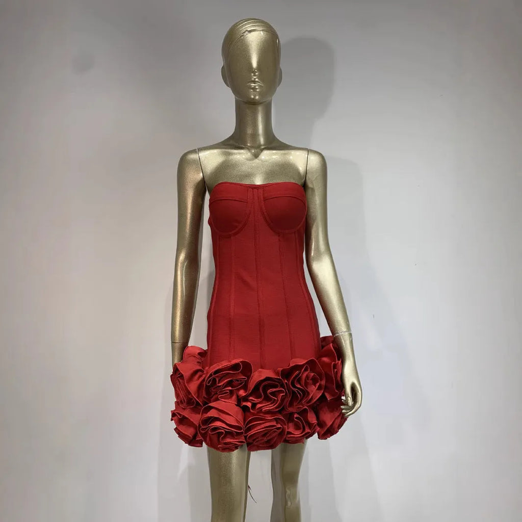 Women's solid colour mid waist dress in urban style available in red, white or black