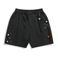 Men's black semi-elastic shorts with loose fit and straight leg design