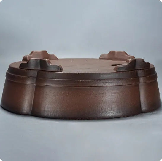 Classical purple clay flower pot for plants, shown on a tabletop.