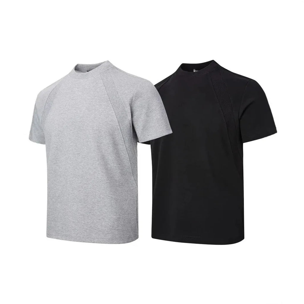 Black loose fit short sleeve top with textured air layer stitching detail