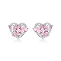 Guardian Heart white K gold tone electroplated copper stud earrings with heart shape design