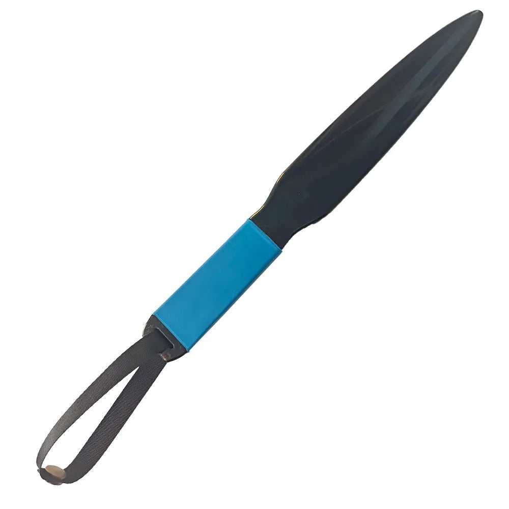 Blue handled nylon dog training break stick for small and medium breed bite control.