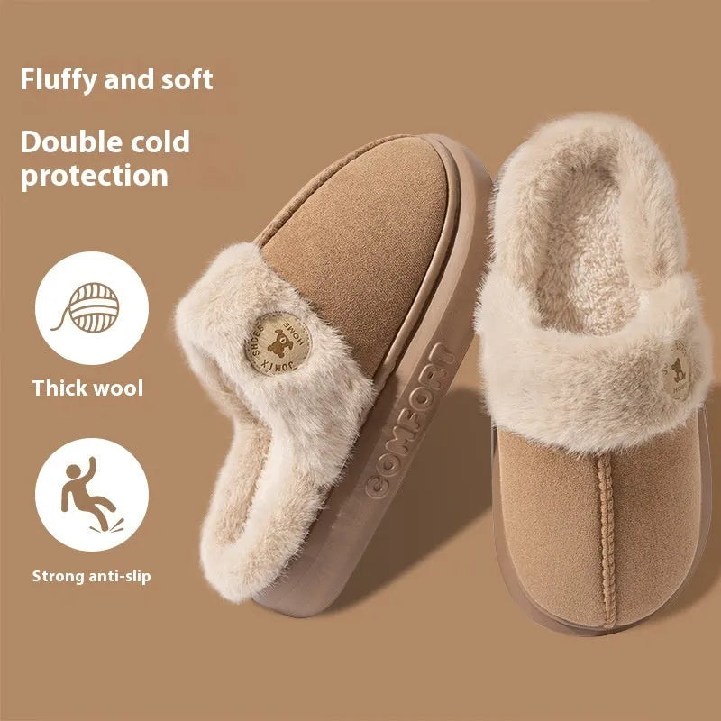 Plush fleece slipper with PVC sole in multiple colour options