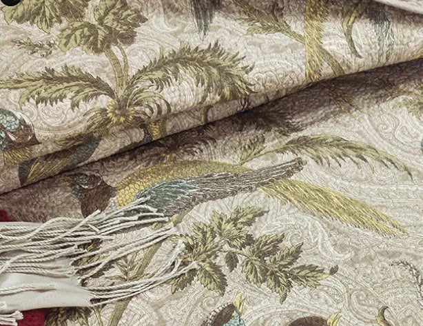 Blue cotton bedspread with floral patterns and quilted texture in American style bedding set