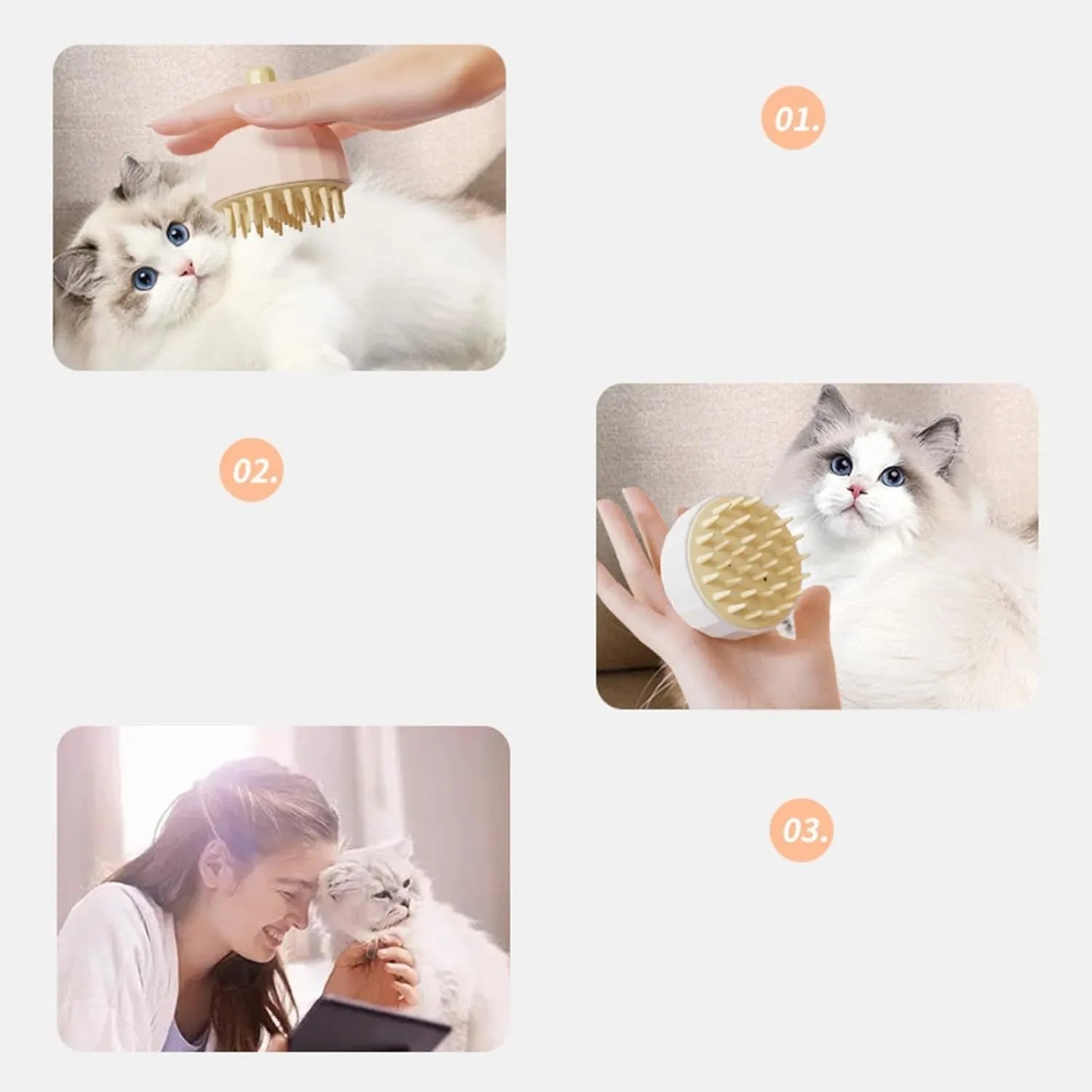 Green double-sided pet bath massage brush with drainage holes on a white background