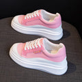 Women's beige leather platform shoes with thick sole design for height increase