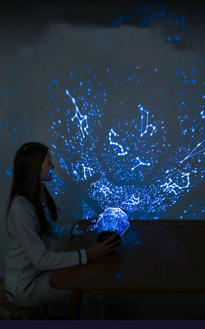 Children's rotating star night light with multicolour LED illumination